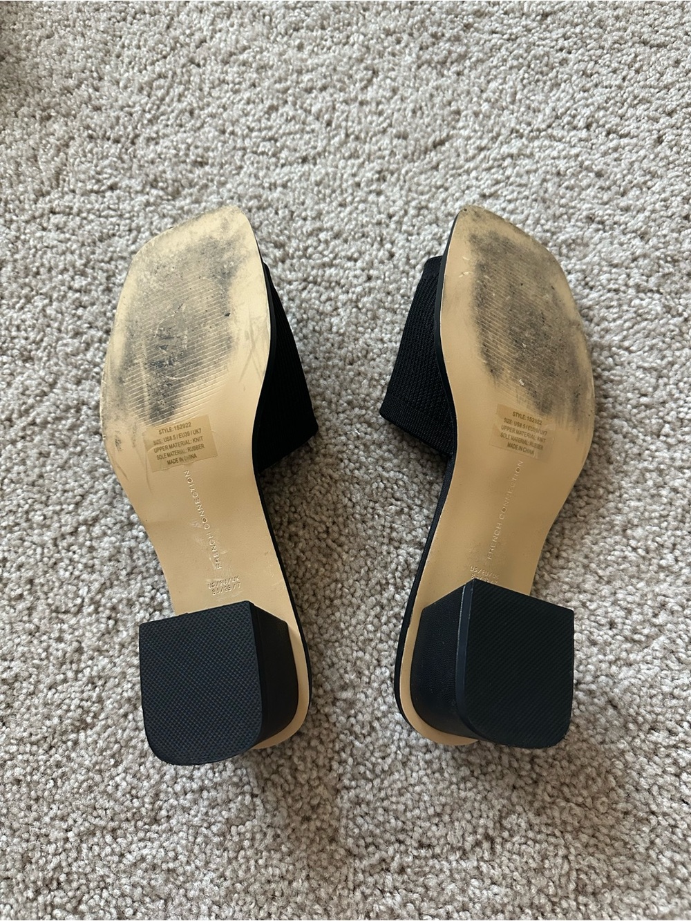 French Connection Black Ribbed Square-Toe Slide Mules - Picture 4 of 6